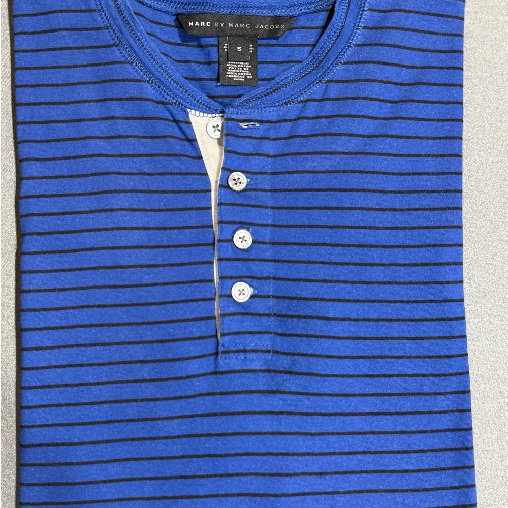 Marc By Marc Jacobs Blue Long Sleeve Tee Henley